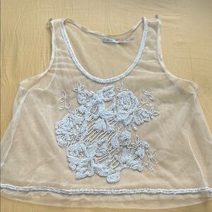 Elegant Sheer Floral Embroidered Top